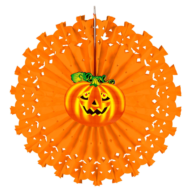 Halloween Fan Orange Kürbis 50cm