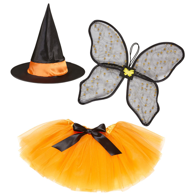 Halloween Accessoires Set Kind Hexe 3 Stück