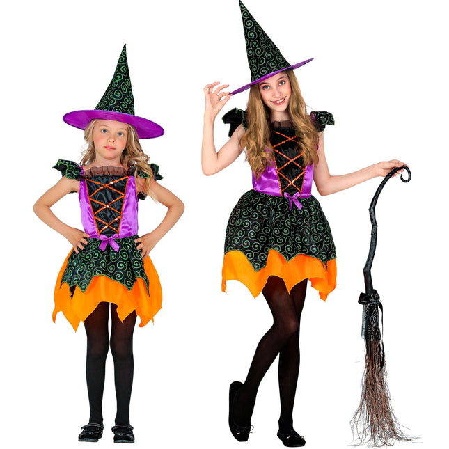 Hexe Kostüm Schwarz Orange Mädchen