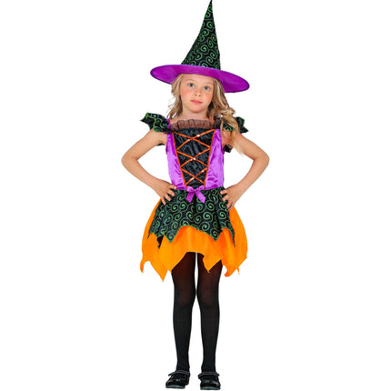 Hexe Kostüm Schwarz Orange Mädchen