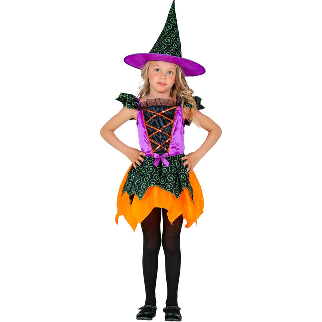 Hexe Kostüm Schwarz Orange Mädchen