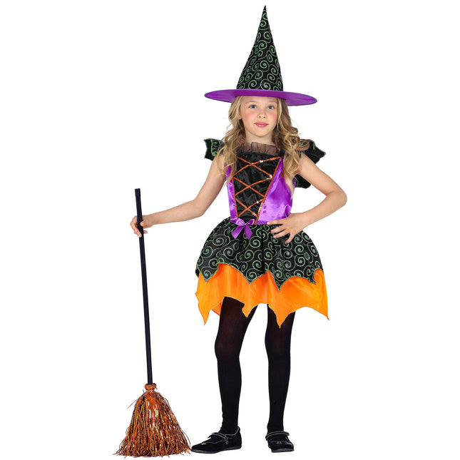Hexe Kostüm Schwarz Orange Mädchen
