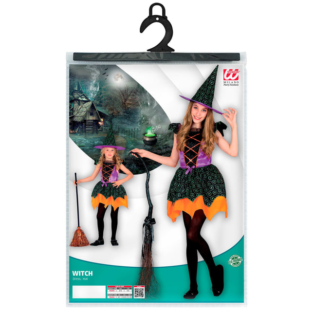 Hexe Kostüm Schwarz Orange Mädchen
