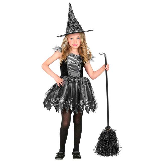 Hexe Kostüm Schwarz Silber Mädchen