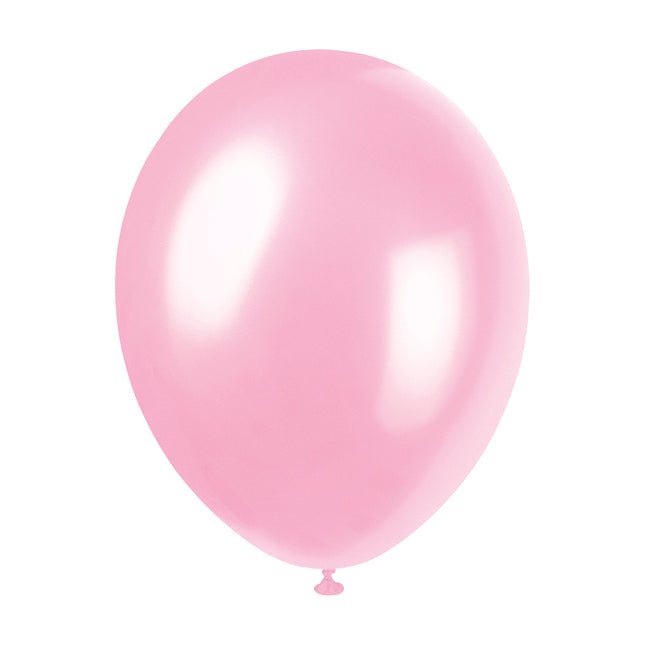 12" Premium-Ballons mit Perlen, 8 Stück - Crystal Pink