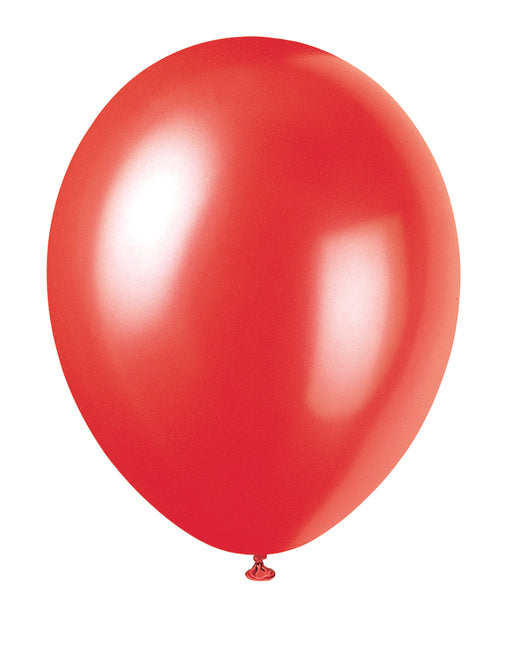 12" Premium-Ballons mit Perlen, 8 Stück - Flammenrot
