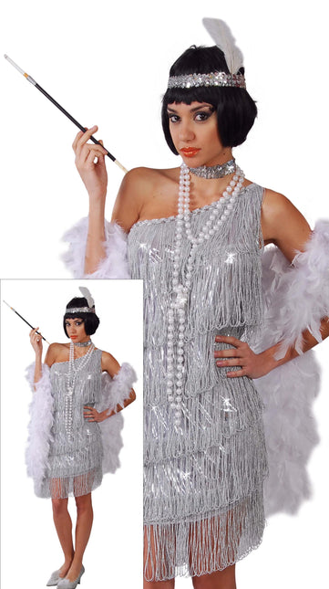 Charleston Kleid Silber Damen