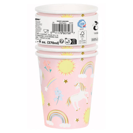 Einhorn Becher Papier 266ml 8Stk