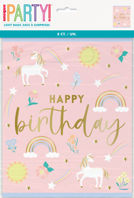 Einhorn Sharing Bags Happy Birthday 23cm 8 Stück