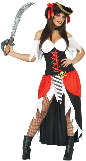 Piratenanzug Damen Rot Deluxe