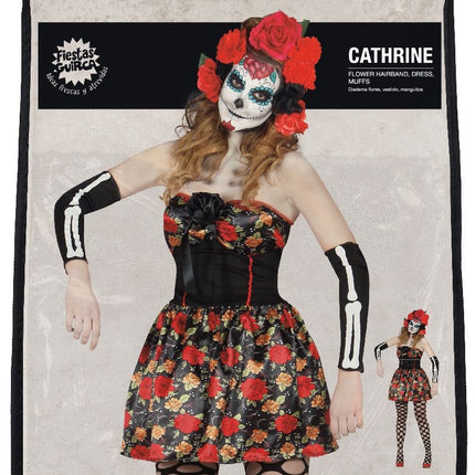 Halloween Kostüm Damen Kleid Skelett Day Of The Dead