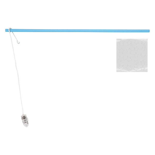 Laternenstab mit LED-Licht Blau mit Glow In The Dark Aufklebern Holz 40cm