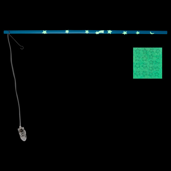 Laternenstab mit LED-Licht Blau mit Glow In The Dark Aufklebern Holz 40cm