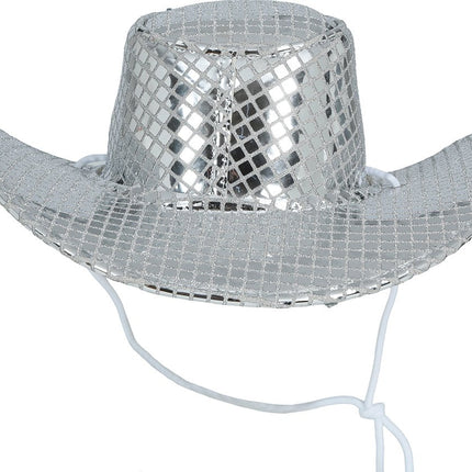 80s silver disco cowboy hat, adult van Fiestas Guirca koop je bij Partywinkel