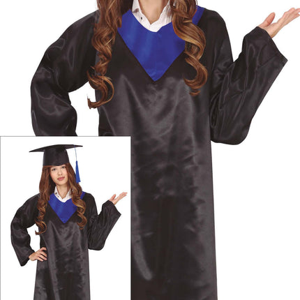 Graduierungskleid Schwarz Blau Damen
