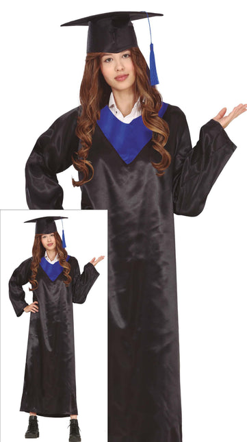 Graduierungskleid Schwarz Blau Damen