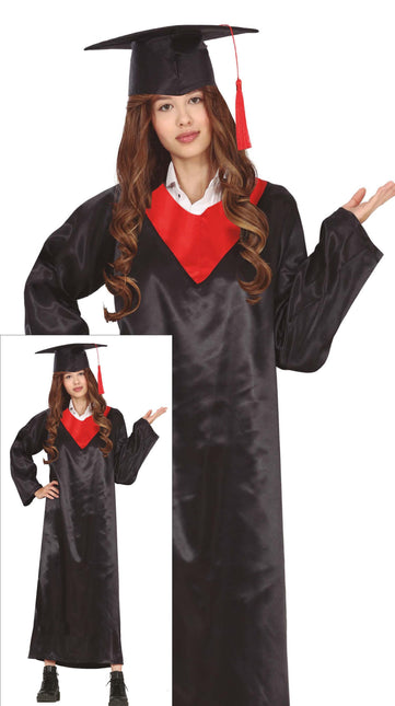 Graduierungskleid Schwarz Rot Damen