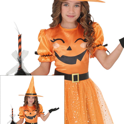 Halloween-Kleid, orange, für Kinder, Hexen-Look