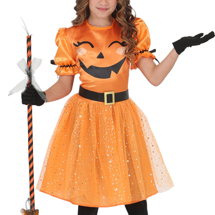 Halloween-Kleid, orange, für Kinder, Hexen-Look
