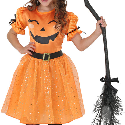 Halloween-Kleid, orange, für Kinder, Hexen-Look