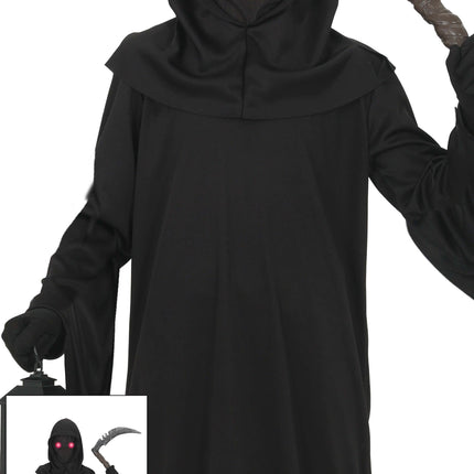 Halloween-Kostüm, schwarz, für Kinder, dunkelrote Augen