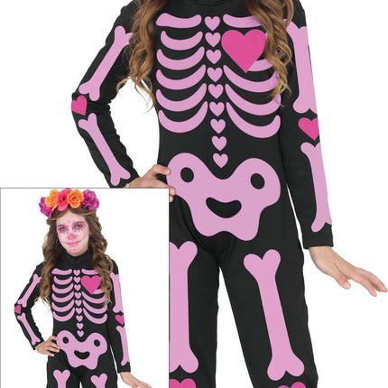 Halloween Kostuum Roze Meisje Skelet