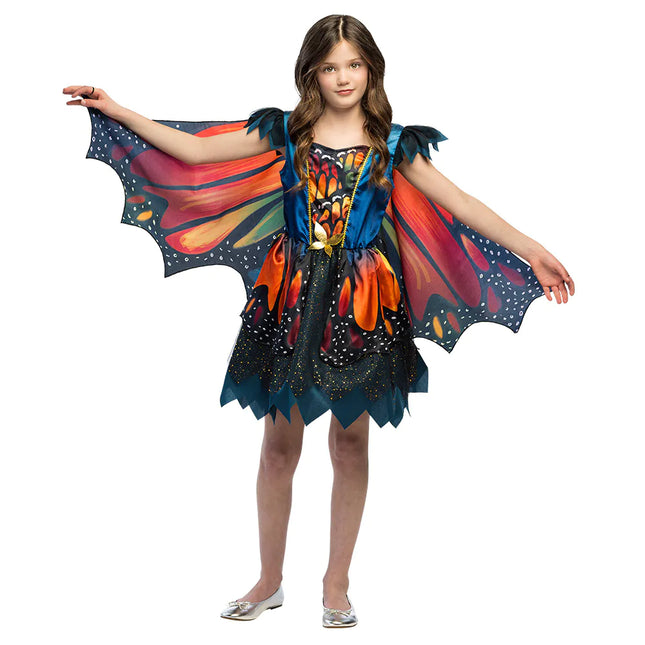 Schmetterlingskleid Schwarz Orange Mädchen