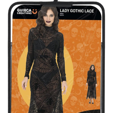 Halloween-Kleid, schwarz, Damen, Gothic, Spitze