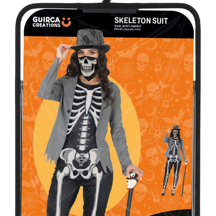 Halloween Kostuum Zwart Wit Dames Skelet