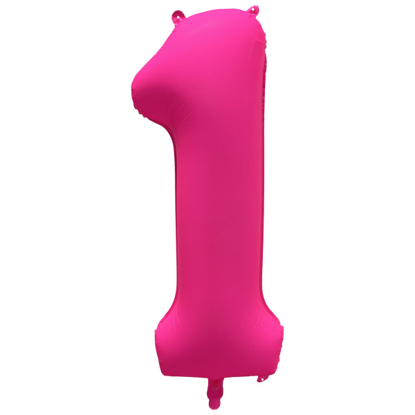 1 Jahr Figur Ballon Neon Rosa Leer 86cm