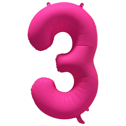3 Jahre Figur Ballon Neon Rosa Leer 86cm