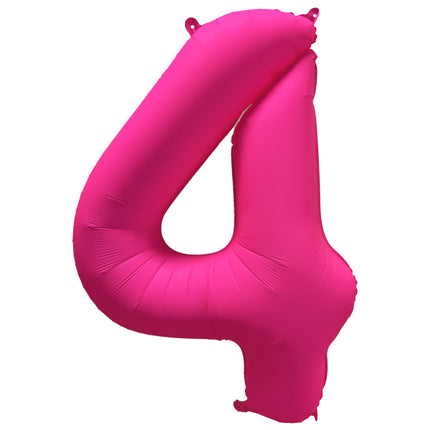 4 Jahr Figur Ballon Neon Rosa Leer 86cm
