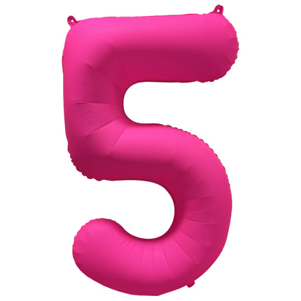 5 Jahre Figur Ballon Neon Rosa Leer 86cm
