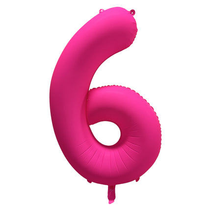 6 Jahre Figur Ballon Neon Rosa Leer 86cm