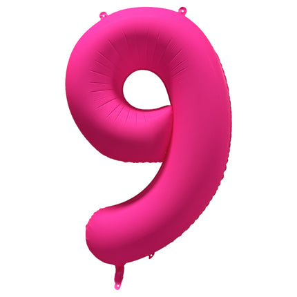 9 Jahre Figur Ballon Neon Rosa Leer 86cm