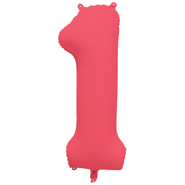 1 Jahr Figur Ballon Rot Neon Leer 86cm
