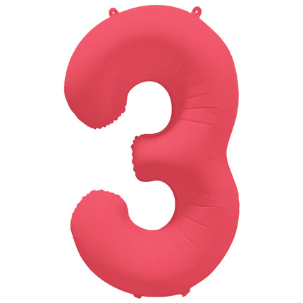 3 Jahre Figur Ballon Rot Neon Leer 86cm