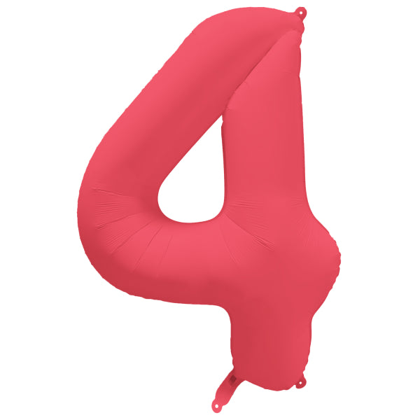 4 Jahre Figur Ballon Rot Neon Leer 86cm