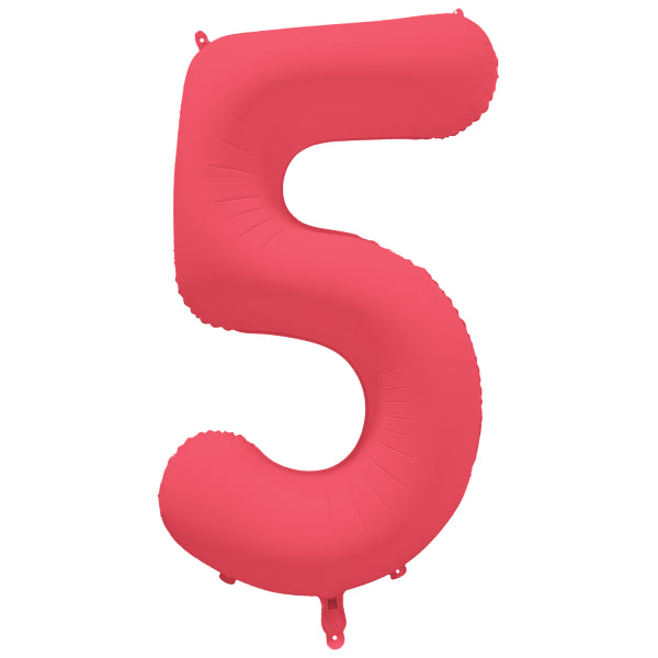 5 Jahre Figur Ballon Rot Neon Leer 86cm