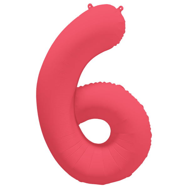 6 Jahre Figur Ballon Rot Neon Leer 86cm