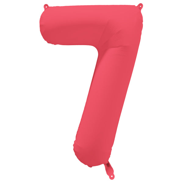 7 Jahre Figur Ballon Rot Neon Leer 86cm