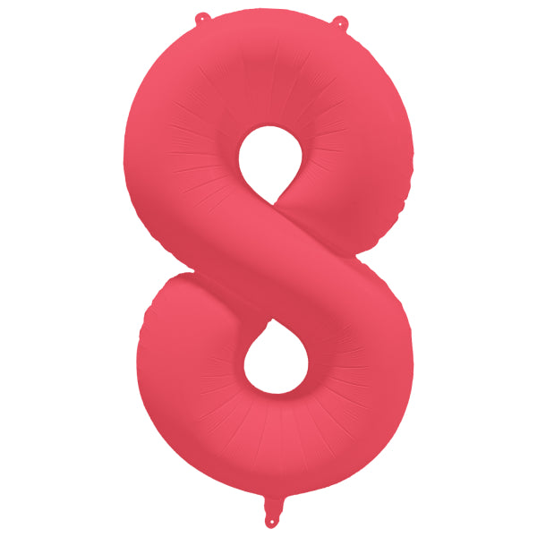 8 Jahre Figur Ballon Rot Neon Leer 86cm