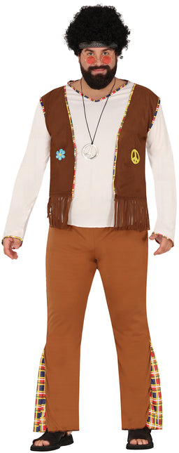 Hippie 60S Kostüm Braun Weiß Männer