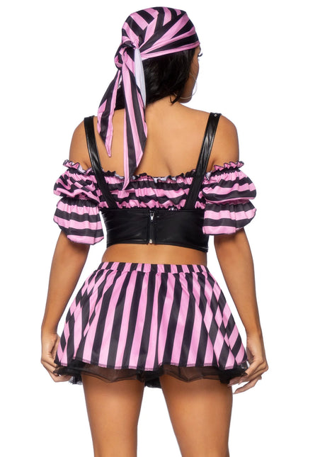 Piratenanzug Schwarz Rosa Damen Leg Avenue