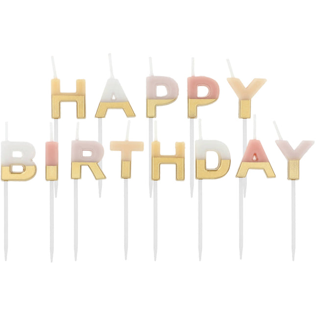Bunte Happy Birthday Kerzen Pastell
