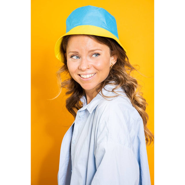 Fischerhut Colorblock Blau/Gelb