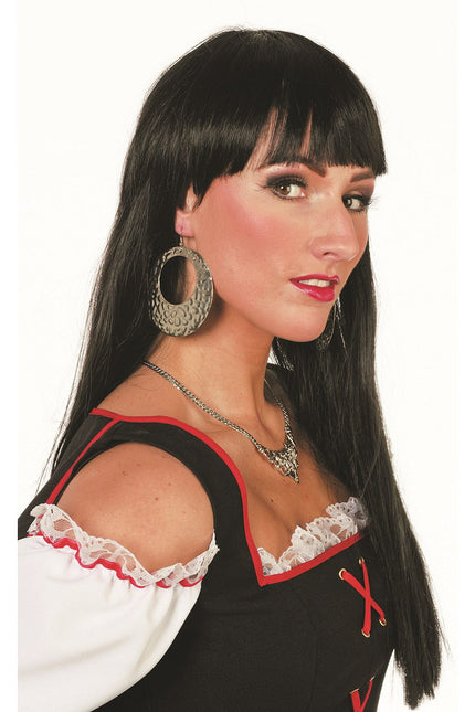 Schwarze Perücke Long Bobline Deluxe