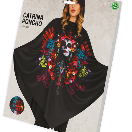 Halloween Poncho Dames Catrina