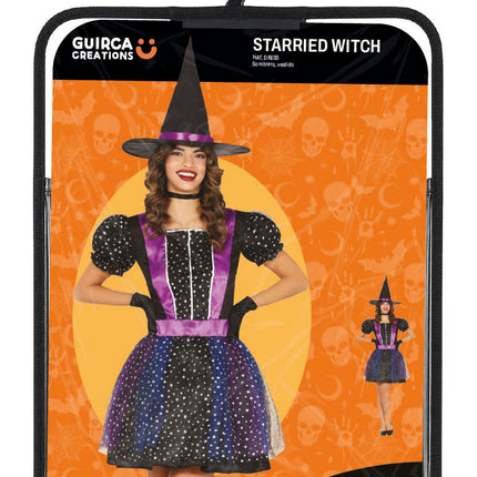Halloween Jurk Paars Dames Heks Ster