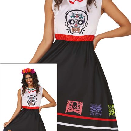 Dia De Los Muertos Kleid Damen Totenkopf